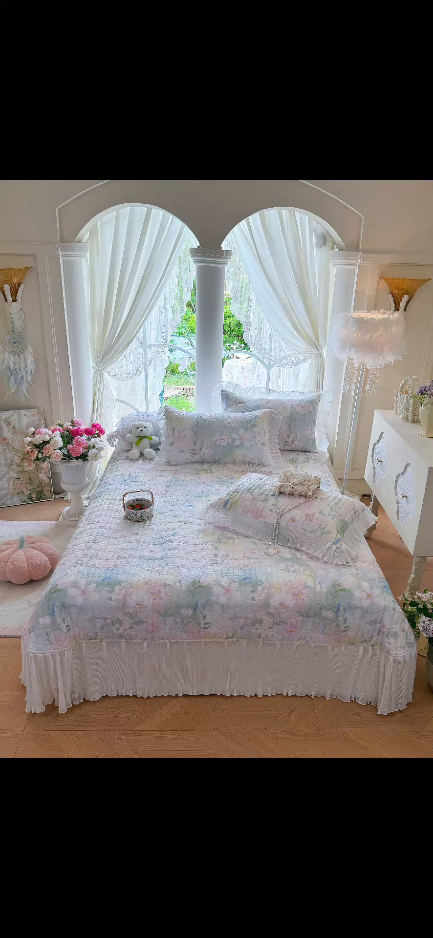 91家纺网 家纺一手货源 找家纺 虹星家纺 2025新款斜纹全棉纯棉印花床盖-清甜 清甜-满芯花熙