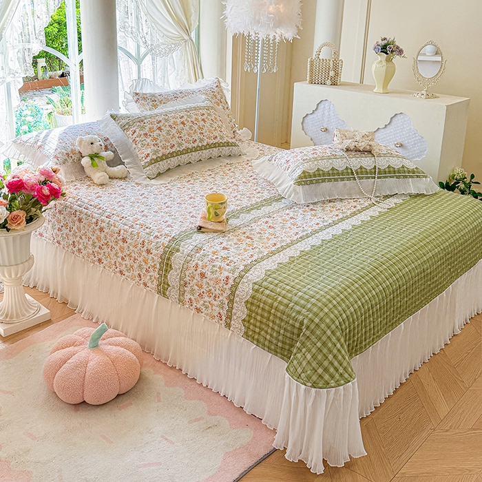 91家纺网 家纺一手货源 找家纺 虹星家纺 2025新款斜纹全棉纯棉印花床盖-清甜 清甜-墨雨云间