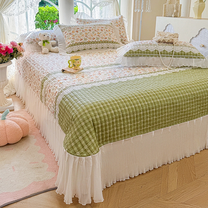 91家纺网 家纺一手货源 找家纺 虹星家纺 2025新款斜纹全棉纯棉印花床盖-清甜 清甜-墨雨云间