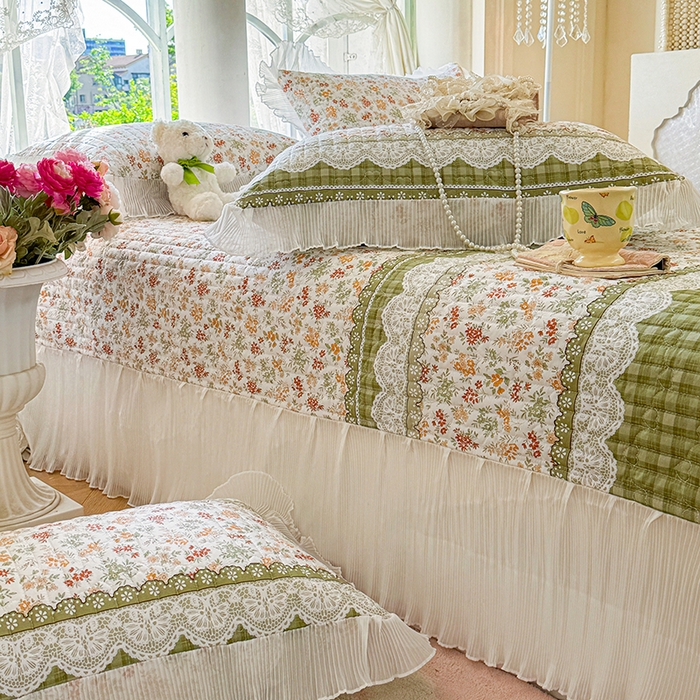 91家纺网 家纺一手货源 找家纺 虹星家纺 2025新款斜纹全棉纯棉印花床盖-清甜 清甜-墨雨云间