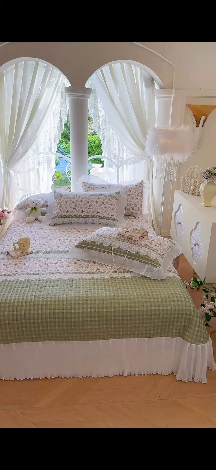 91家纺网 家纺一手货源 找家纺 虹星家纺 2025新款斜纹全棉纯棉印花床盖-清甜 清甜-墨雨云间