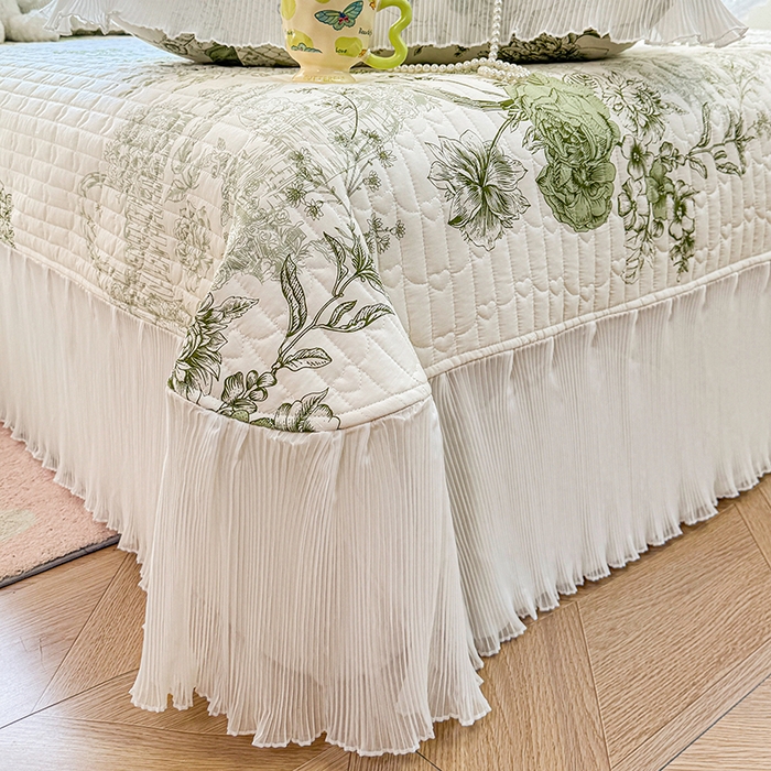 91家纺网 家纺一手货源 找家纺 虹星家纺 2025新款斜纹全棉纯棉印花床盖-清甜 清甜-时光笔墨