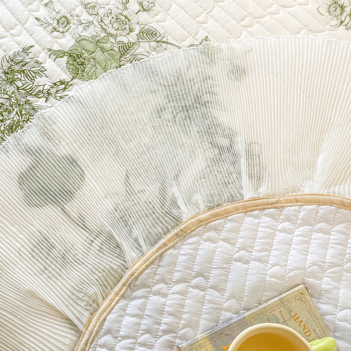 91家纺网 家纺一手货源 找家纺 虹星家纺 2025新款斜纹全棉纯棉印花床盖-清甜 清甜-时光笔墨