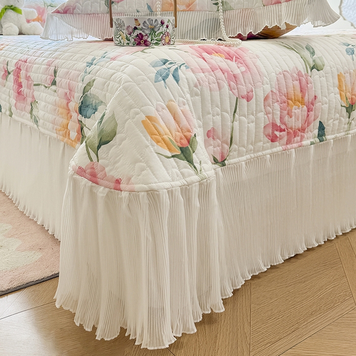 91家纺网 家纺一手货源 找家纺 虹星家纺 2025新款斜纹全棉纯棉印花床盖-清甜 清甜-夏恋