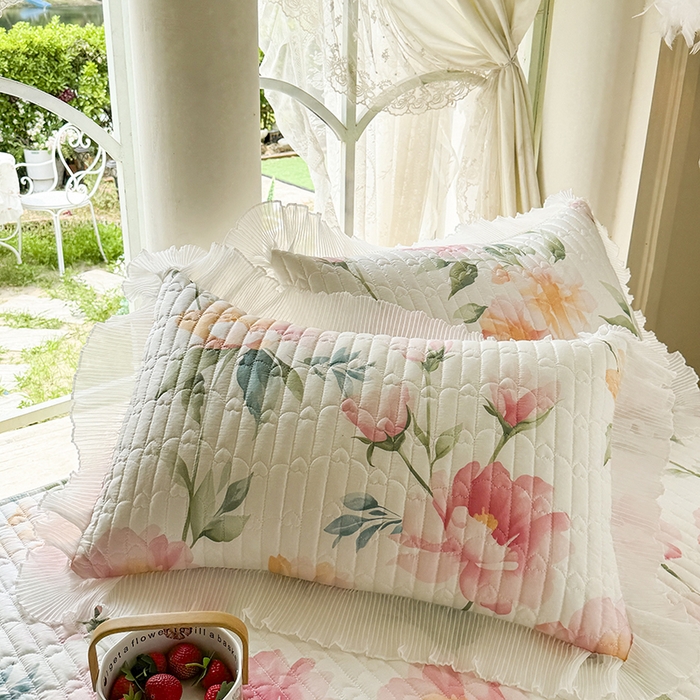 91家纺网 家纺一手货源 找家纺 虹星家纺 2025新款斜纹全棉纯棉印花床盖-清甜 清甜-夏恋