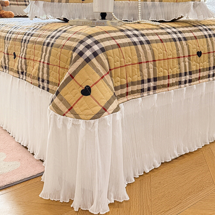 91家纺网 家纺一手货源 找家纺 虹星家纺 2025新款斜纹全棉纯棉印花床盖-清甜 清甜-心心相印