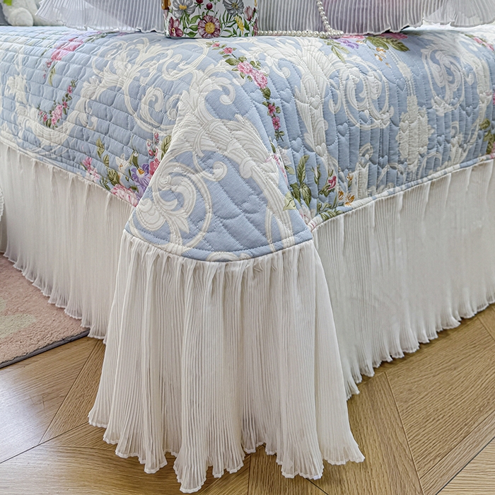 91家纺网 家纺一手货源 找家纺 虹星家纺 2025新款斜纹全棉纯棉印花床盖-清甜 清甜-绽放序曲