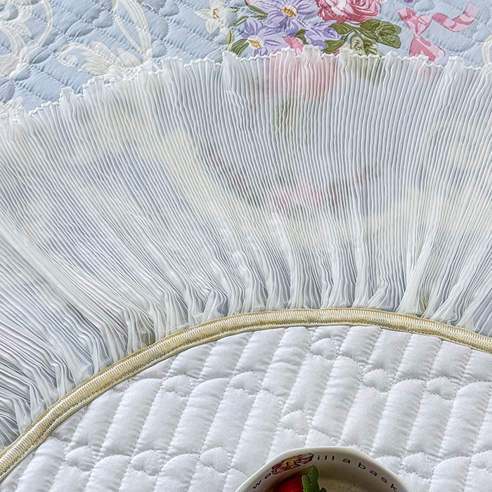 91家纺网 家纺一手货源 找家纺 虹星家纺 2025新款斜纹全棉纯棉印花床盖-清甜 清甜-绽放序曲