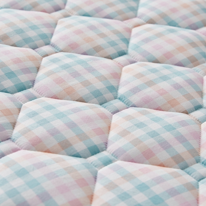 91家纺网 家纺一手货源 找家纺 祁恋婷家居 2025新款A类水洗棉藤席两用床褥 彩虹格-藤席床褥