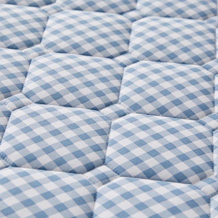 91家纺网 家纺一手货源 找家纺 祁恋婷家居 2025新款A类水洗棉藤席两用床褥 蓝小格-藤席床褥