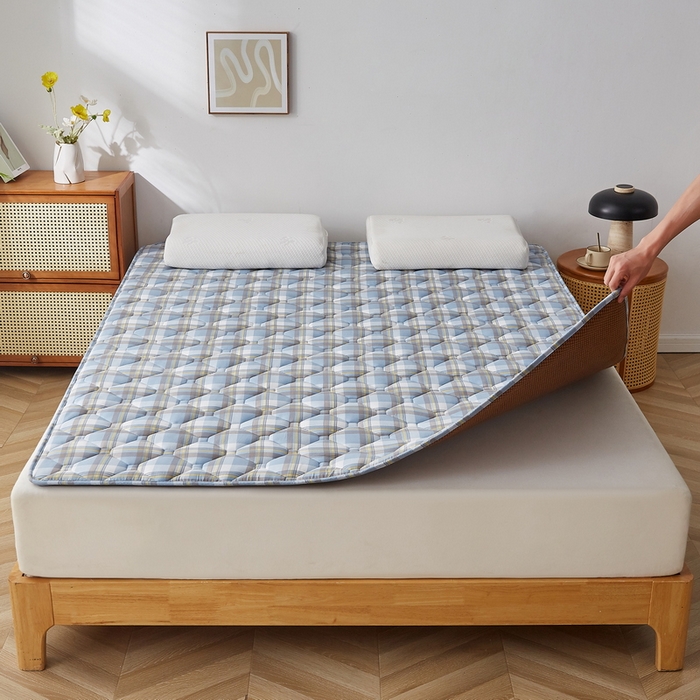 91家纺网 家纺一手货源 找家纺 祁恋婷家居 2025新款A类水洗棉藤席两用床褥 莫兰格-藤席床褥