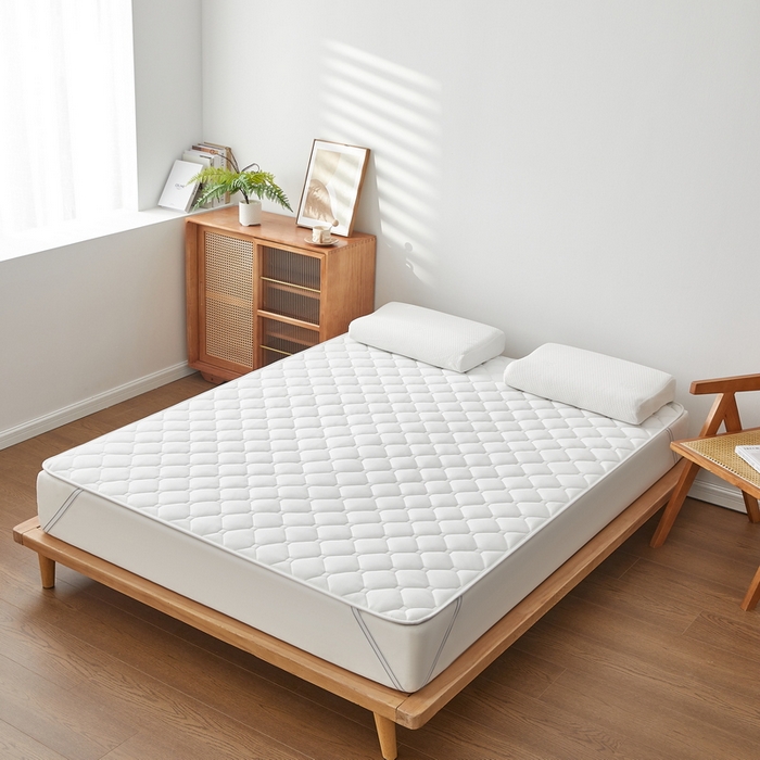 91家纺网 家纺一手货源 找家纺 祁恋婷家居 2025新款A类水洗棉藤席两用床褥 水洗棉白-藤席床褥