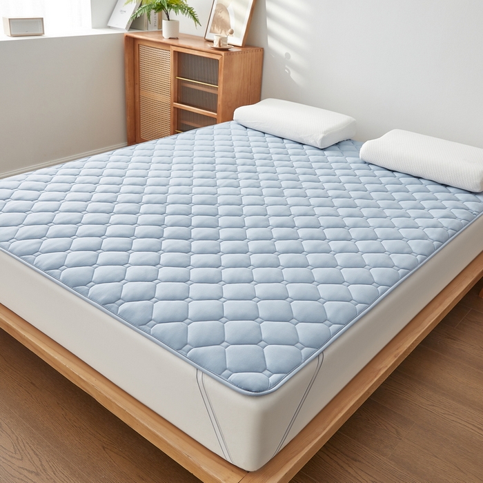 91家纺网 家纺一手货源 找家纺 祁恋婷家居 2025新款A类水洗棉藤席两用床褥 水洗棉蓝-藤席床褥