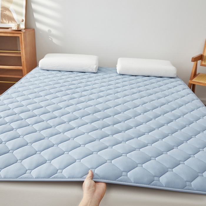 祁恋婷家居 2025新款A类水洗棉藤席两用床褥 水洗棉蓝-藤席床褥