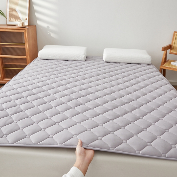 91家纺网 家纺一手货源 找家纺 祁恋婷家居 2025新款A类水洗棉藤席两用床褥 水洗棉灰-藤席床褥