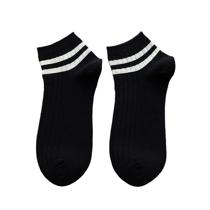良品汇馆 2025春夏新款日式无印男士双杠棉袜子良品精梳棉双针运动休闲袜四季短袜五分袜 黑色