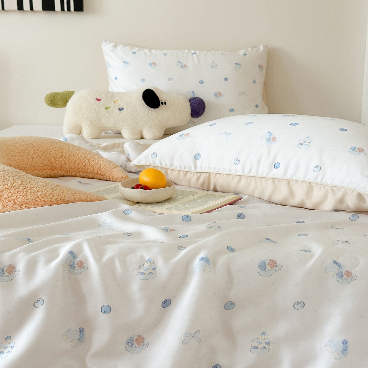 91家纺网 家纺一手货源 找家纺 西西家居 2025新款60支兰精天丝数码印花儿童夏被夏凉被空调被 蓝莓酸奶