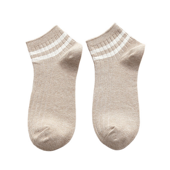 良品汇馆 2025春夏新款日式无印男士双杠棉袜子良品精梳棉双针运动休闲袜四季短袜五分袜 卡其