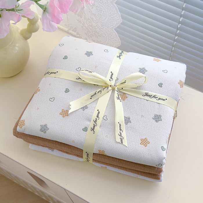 91家纺网 家纺一手货源 找家纺 竹合家纺 2025新品云感皱皱四件套跑量款小清新四件套 星星饼干