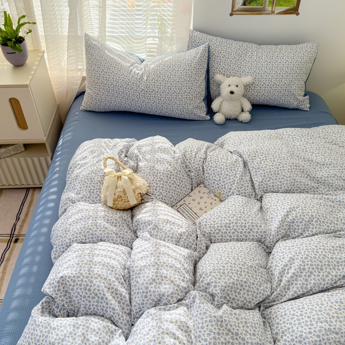 91家纺网 家纺一手货源 找家纺 竹合家纺 2025新品云感皱皱四件套跑量款小清新四件套 复古小花