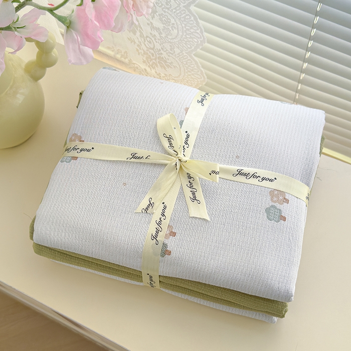 91家纺网 家纺一手货源 找家纺 竹合家纺 2025新品云感皱皱四件套跑量款小清新四件套 小树林-绿