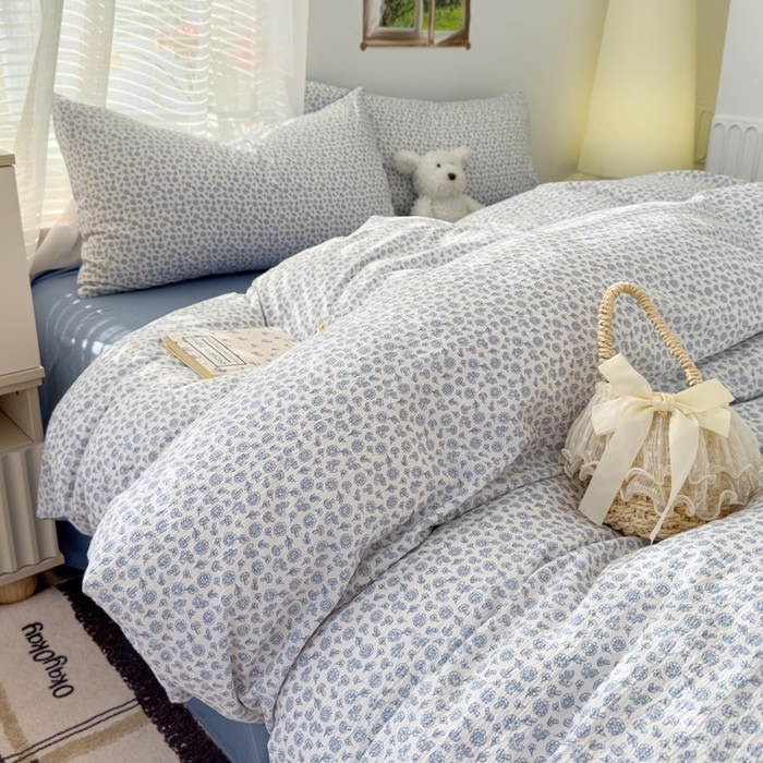 91家纺网 家纺一手货源 找家纺 竹合家纺 2025新品云感皱皱四件套跑量款小清新四件套 复古小花