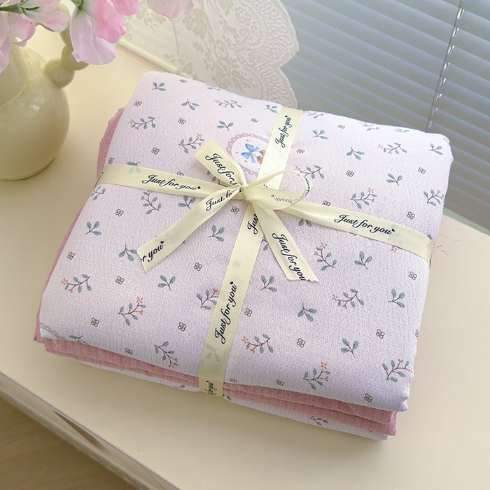 91家纺网 家纺一手货源 找家纺 竹合家纺 2025新品云感皱皱四件套跑量款小清新四件套 小确幸-粉