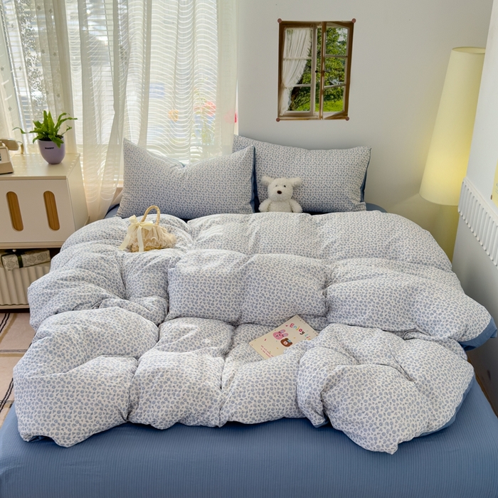 91家纺网 家纺一手货源 找家纺 竹合家纺 2025新品云感皱皱四件套跑量款小清新四件套 复古小花