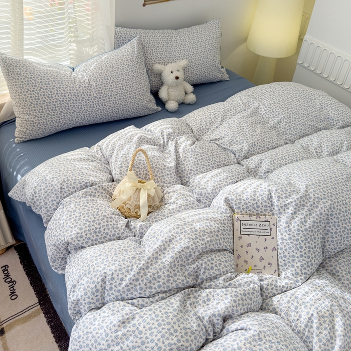 91家纺网 家纺一手货源 找家纺 竹合家纺 2025新品云感皱皱四件套跑量款小清新四件套 复古小花