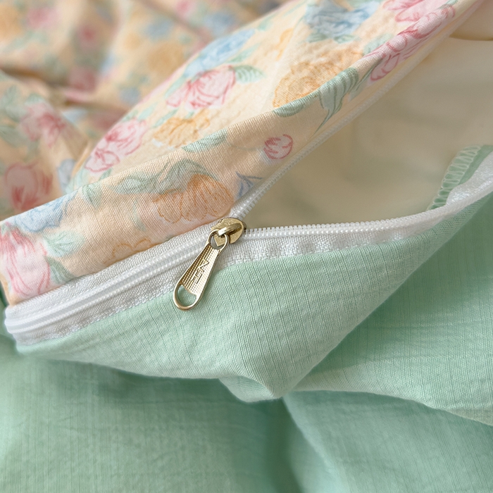 91家纺网 家纺一手货源 找家纺 竹合家纺 2025新品云感皱皱四件套跑量款小清新四件套 微凉