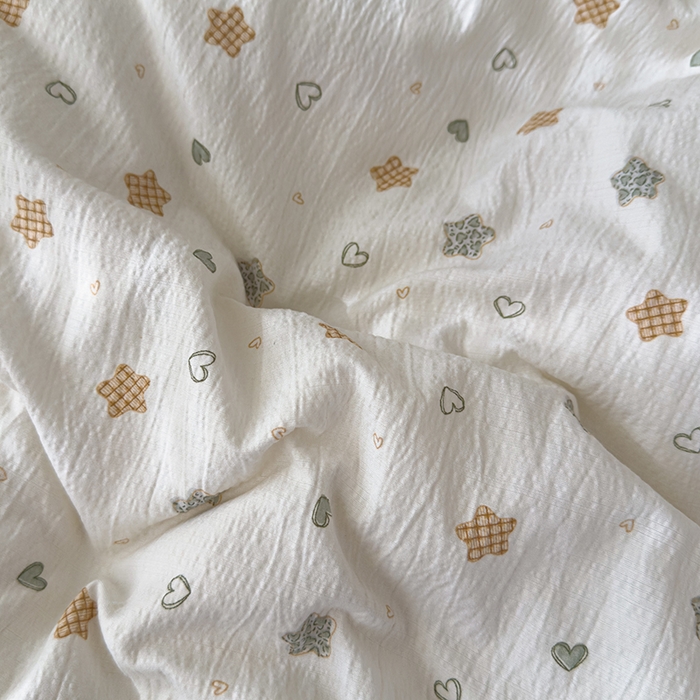 91家纺网 家纺一手货源 找家纺 竹合家纺 2025新品云感皱皱四件套跑量款小清新四件套 星星饼干