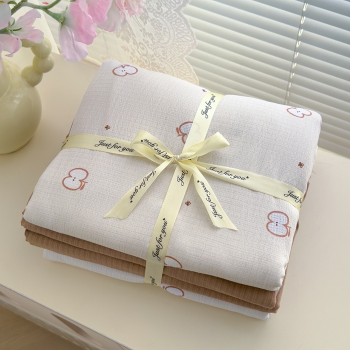 竹合家纺 2025新品云感皱皱四件套跑量款小清新四件套 小苹果