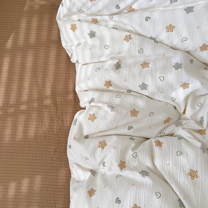 91家纺网 家纺一手货源 找家纺 竹合家纺 2025新品云感皱皱四件套跑量款小清新四件套 星星饼干