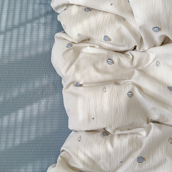 91家纺网 家纺一手货源 找家纺 竹合家纺 2025新品云感皱皱四件套跑量款小清新四件套 热气球