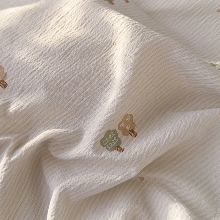 91家纺网 家纺一手货源 找家纺 竹合家纺 2025新品云感皱皱四件套跑量款小清新四件套 小树林-绿