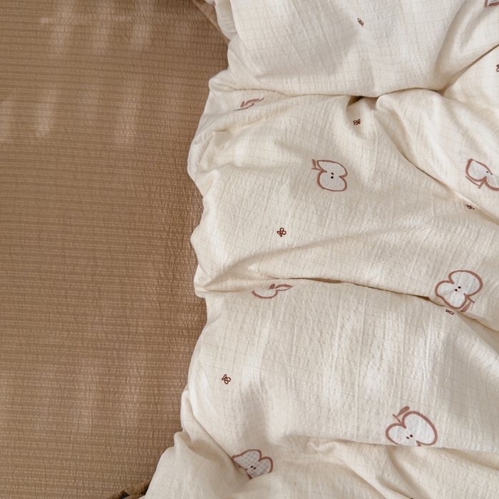 91家纺网 家纺一手货源 找家纺 竹合家纺 2025新品云感皱皱四件套跑量款小清新四件套 小苹果