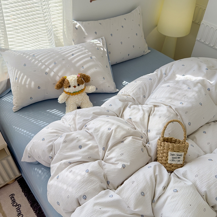 91家纺网 家纺一手货源 找家纺 竹合家纺 2025新品云感皱皱四件套跑量款小清新四件套 热气球