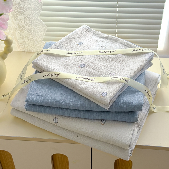 91家纺网 家纺一手货源 找家纺 竹合家纺 2025新品云感皱皱四件套跑量款小清新四件套 热气球