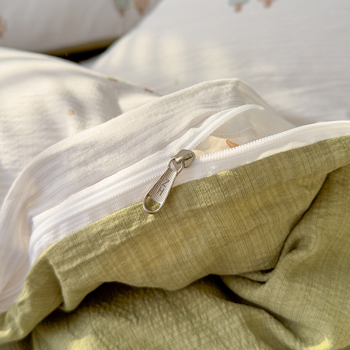 91家纺网 家纺一手货源 找家纺 竹合家纺 2025新品云感皱皱四件套跑量款小清新四件套 小树林-绿