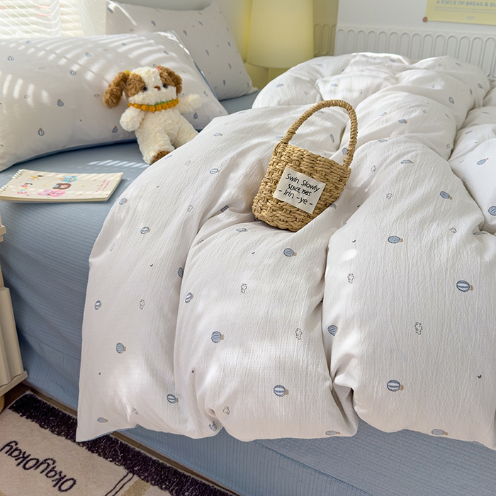 91家纺网 家纺一手货源 找家纺 竹合家纺 2025新品云感皱皱四件套跑量款小清新四件套 热气球