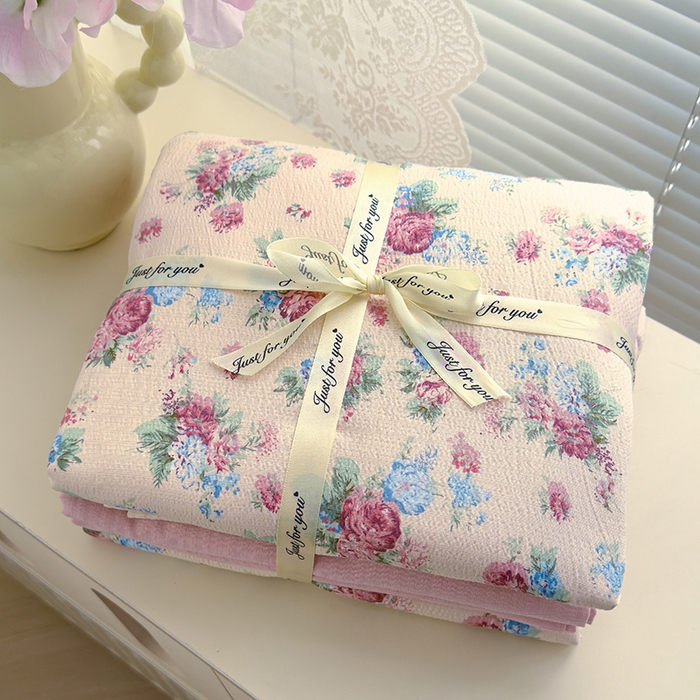 竹合家纺 2025新品云感皱皱四件套跑量款小清新四件套 墨红玫瑰