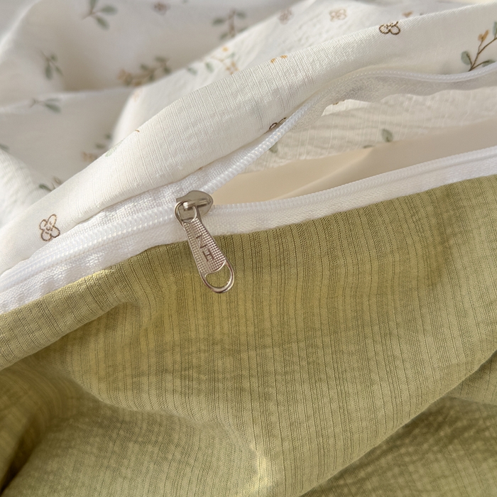 91家纺网 家纺一手货源 找家纺 竹合家纺 2025新品云感皱皱四件套跑量款小清新四件套 小确幸-绿