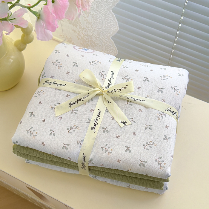 91家纺网 家纺一手货源 找家纺 竹合家纺 2025新品云感皱皱四件套跑量款小清新四件套 小确幸-绿