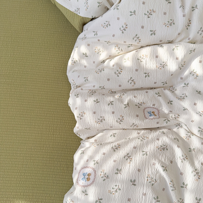 91家纺网 家纺一手货源 找家纺 竹合家纺 2025新品云感皱皱四件套跑量款小清新四件套 小确幸-绿