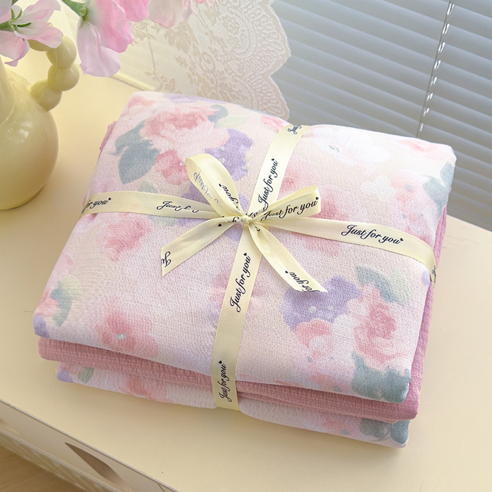 竹合家纺 2025新品云感皱皱四件套跑量款小清新四件套 晚香玉