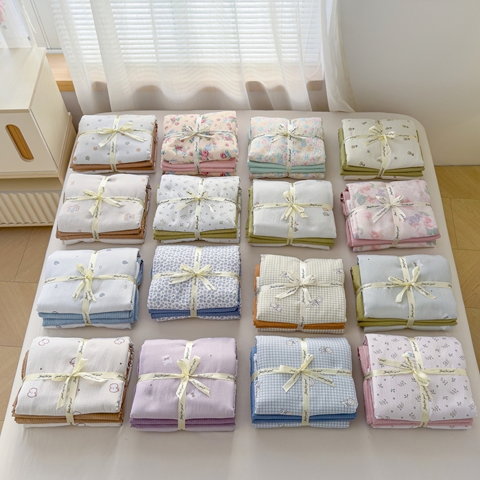 91家纺网 家纺一手货源 找家纺 竹合家纺 2025新品云感皱皱四件套跑量款小清新四件套 组合图仅供展示