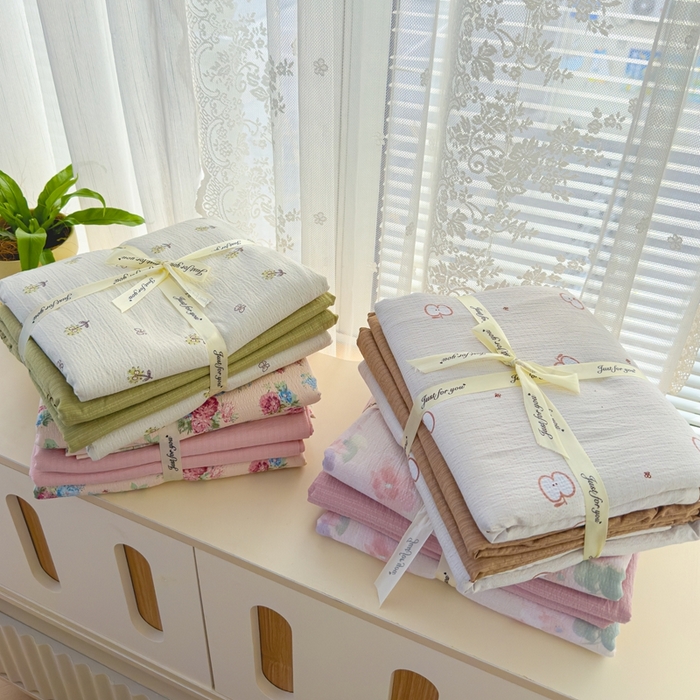 91家纺网 家纺一手货源 找家纺 竹合家纺 2025新品云感皱皱四件套跑量款小清新四件套 组合图仅供展示