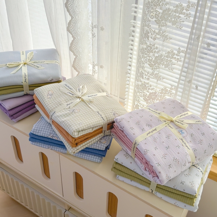 91家纺网 家纺一手货源 找家纺 竹合家纺 2025新品云感皱皱四件套跑量款小清新四件套 组合图仅供展示