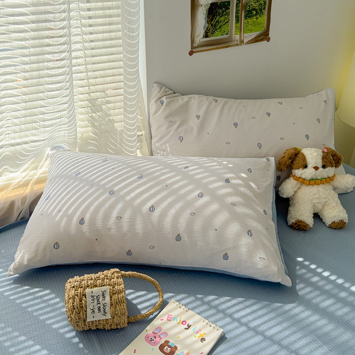 91家纺网 家纺一手货源 找家纺 竹合家纺 2025新品云感皱皱四件套跑量款小清新四件套 热气球