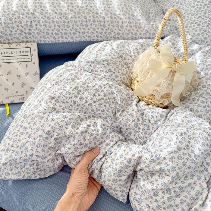 91家纺网 家纺一手货源 找家纺 竹合家纺 2025新品云感皱皱四件套跑量款小清新四件套 复古小花